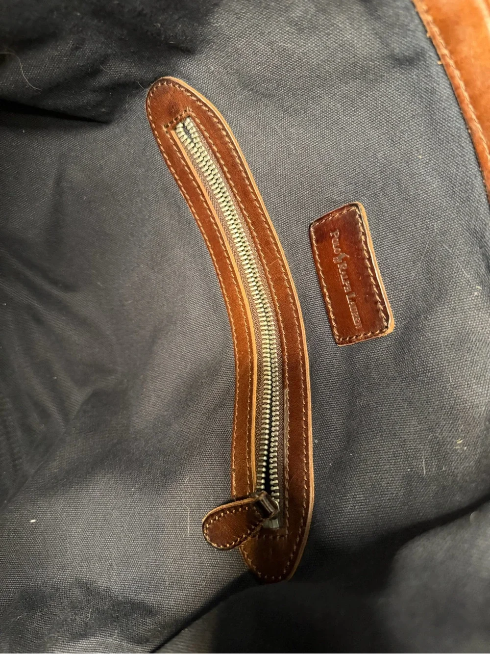 Polo Ralph Lauren Indigo Striped Cotton Canvas Leather Tote Bag Stripe Nautical